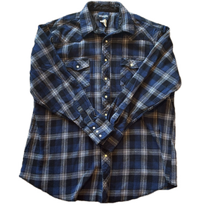 Wrangler Mens 3X Heavy Weight Blue Plaid Shirt/Jacket